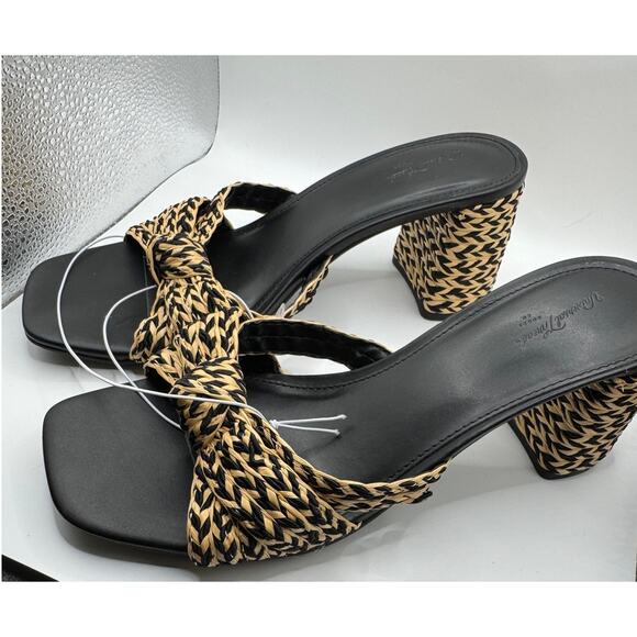 NWT Women's Aaliyah Raffia Strappy Knot Sandal Heels Universal Thread Mule 8 - Picture 2 of 11